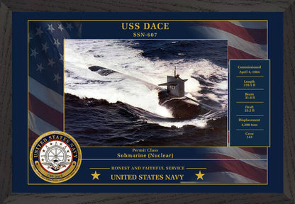 USS Dace SSN-607 Framed Patriotic Photo