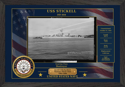 USS Stickell DD-888 Framed Patriotic Photo