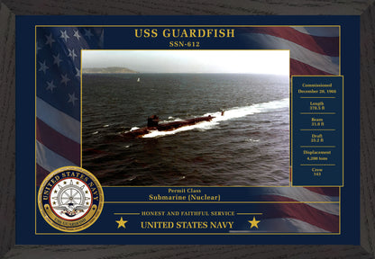 USS Guardfish SSN-612 Framed Patriotic Photo
