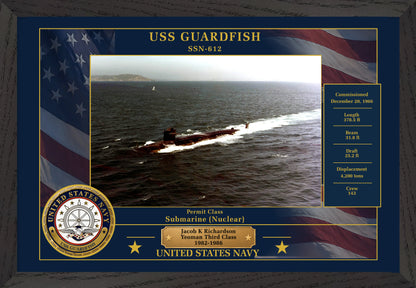 USS Guardfish SSN-612 Framed Patriotic Photo