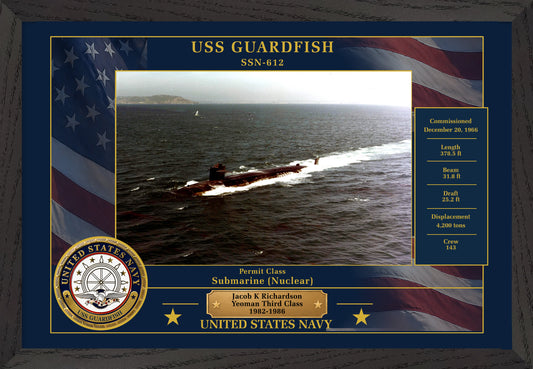 USS Guardfish SSN-612 Framed Patriotic Photo