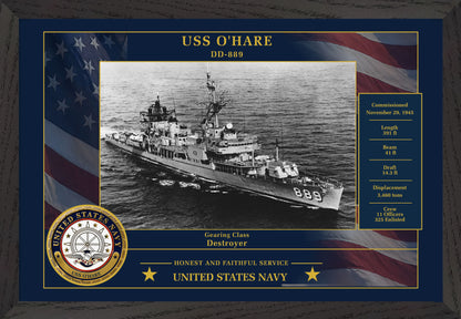 USS Ohare DD-889 Framed Patriotic Photo