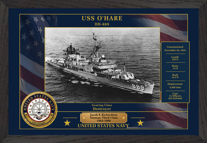 USS Ohare DD-889 Framed Patriotic Photo