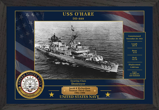 USS Ohare DD-889 Framed Patriotic Photo