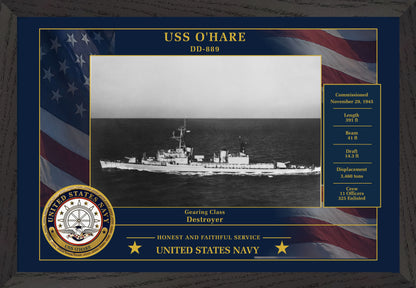 USS Ohare DD-889 Framed Patriotic Photo