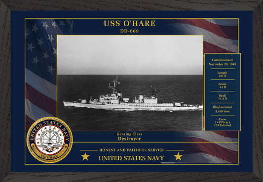 USS Ohare DD-889 Framed Patriotic Photo