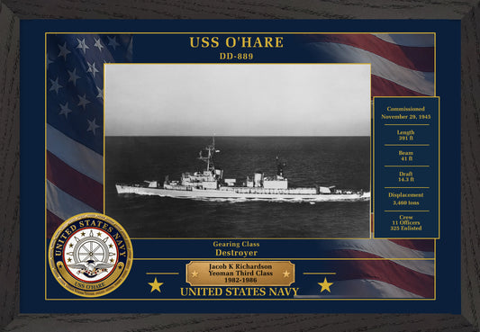 USS Ohare DD-889 Framed Patriotic Photo