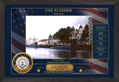 USS Flasher SSN-613 Framed Patriotic Photo
