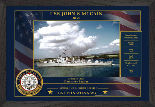 USS John S Mccain DL-3 Framed Patriotic Photo