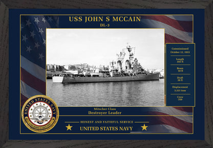 USS John S Mccain DL-3 Framed Patriotic Photo
