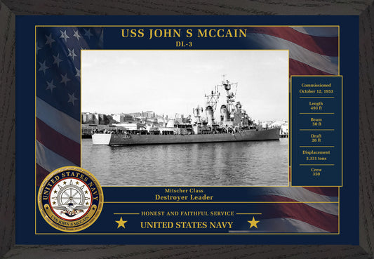 USS John S Mccain DL-3 Framed Patriotic Photo