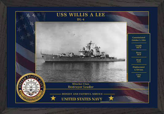 USS Willis A Lee DL-4 Framed Patriotic Photo