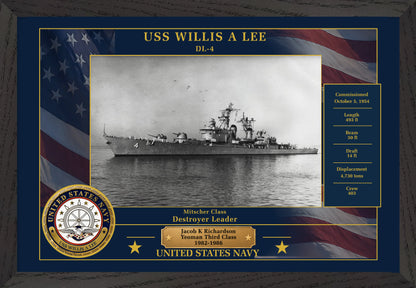 USS Willis A Lee DL-4 Framed Patriotic Photo