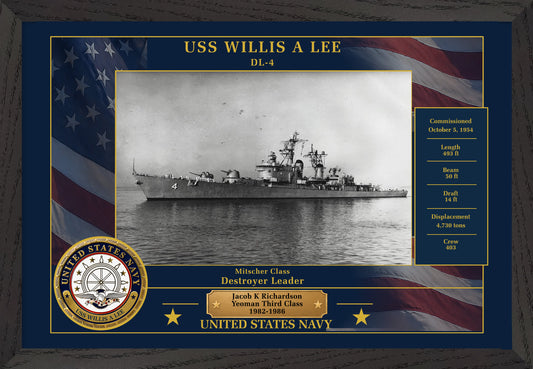 USS Willis A Lee DL-4 Framed Patriotic Photo