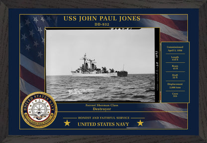 USS John Paul Jones DD-932 Framed Patriotic Photo