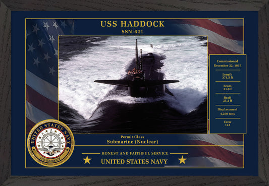 USS Haddock SSN-621 Framed Patriotic Photo