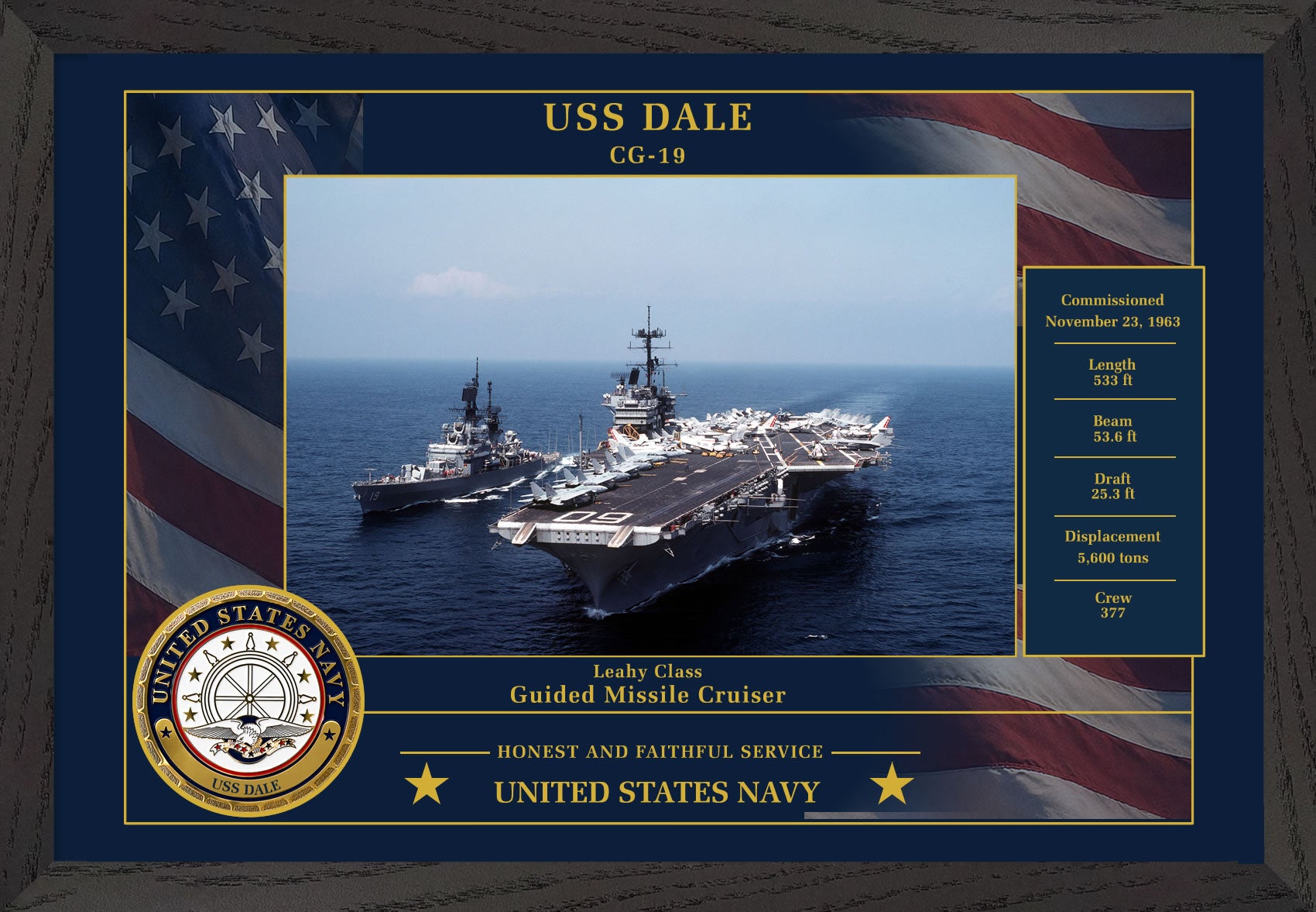 USS Dale CG-19 Framed Patriotic Photo
