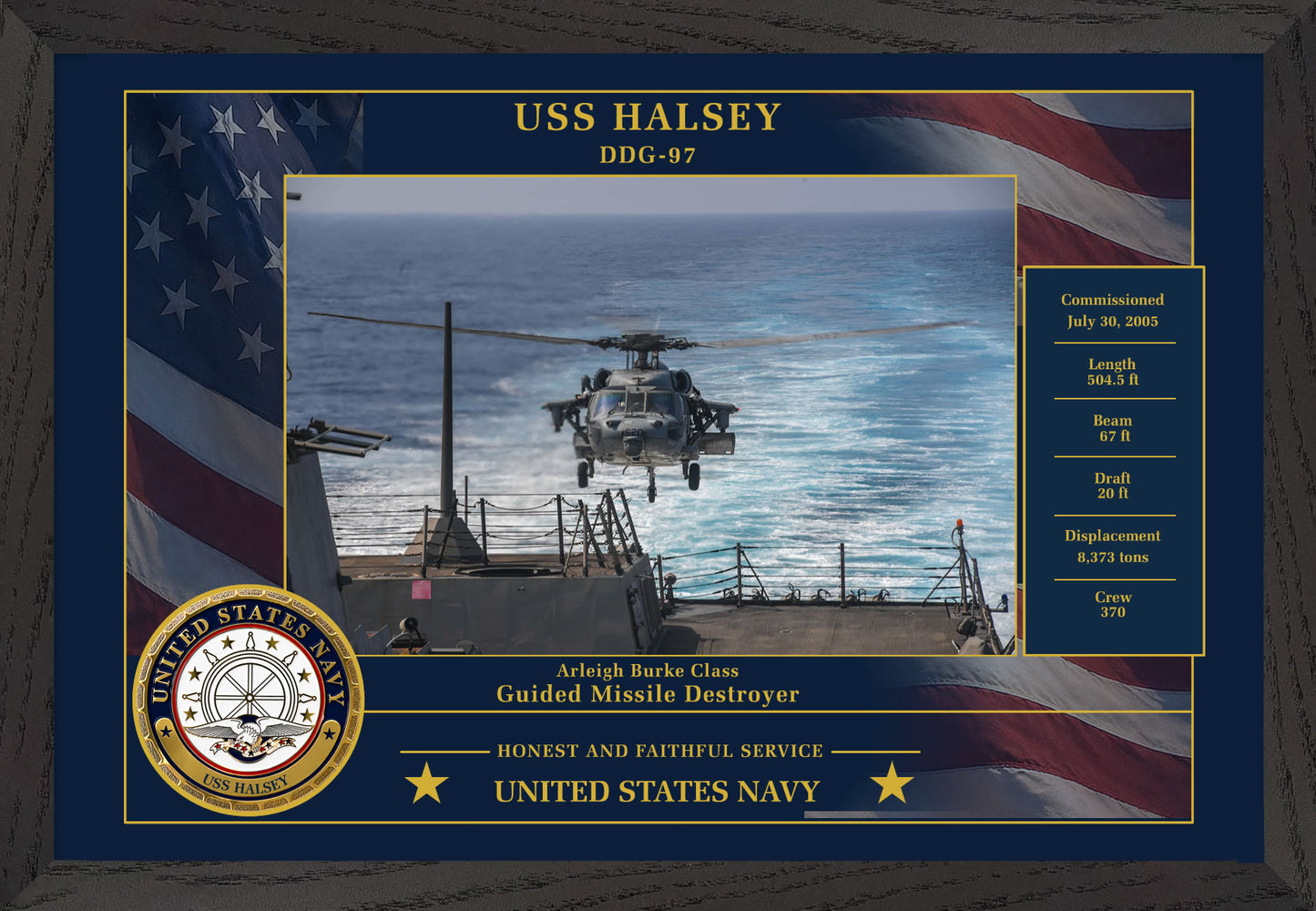 USS Halsey DDG-97 Framed Patriotic Photo