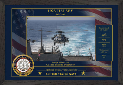 USS Halsey DDG-97 Framed Patriotic Photo