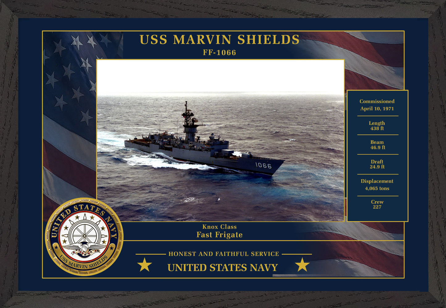 USS Marvin Shields FF-1066 Framed Patriotic Photo