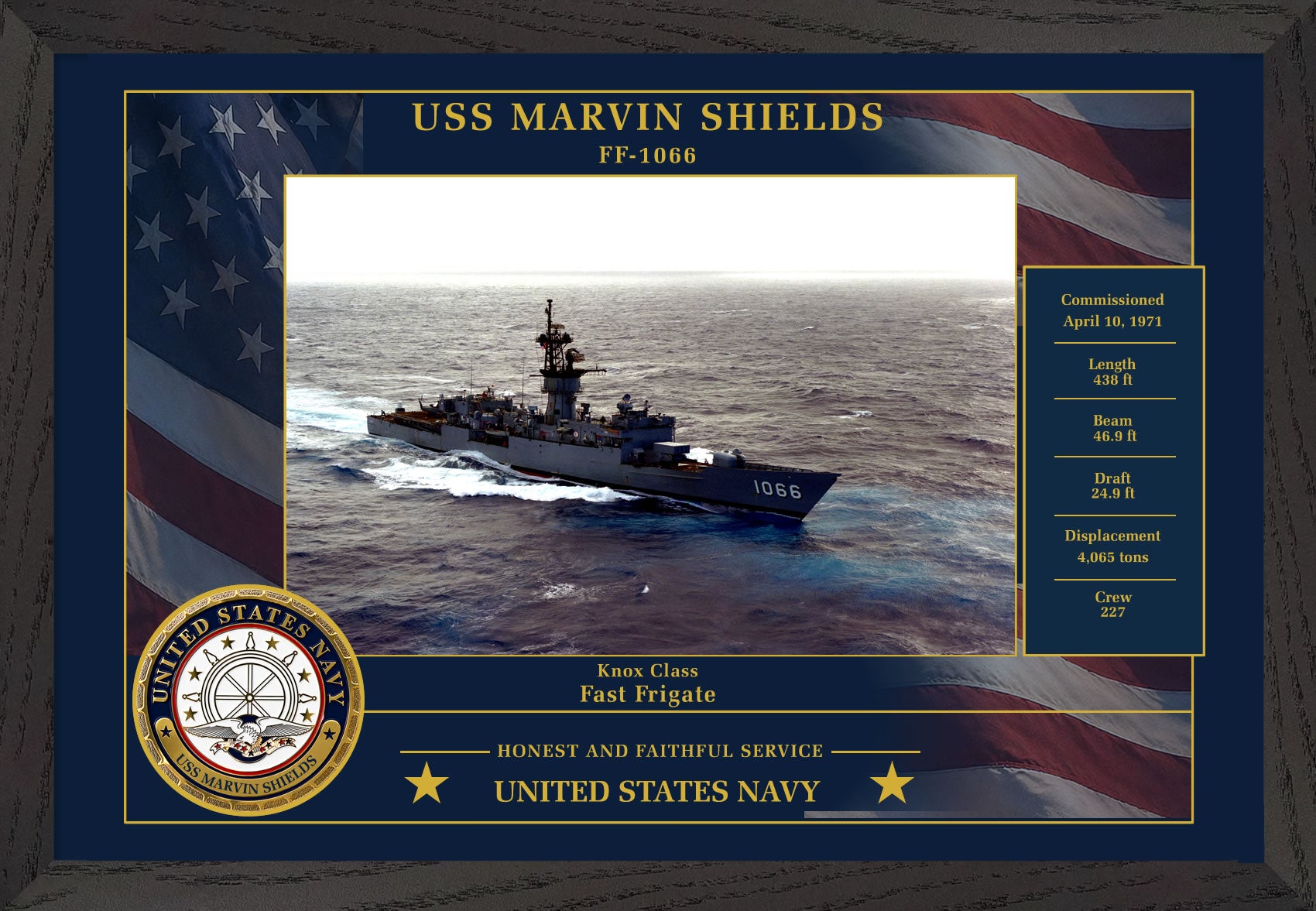 USS Marvin Shields FF-1066 Framed Patriotic Photo