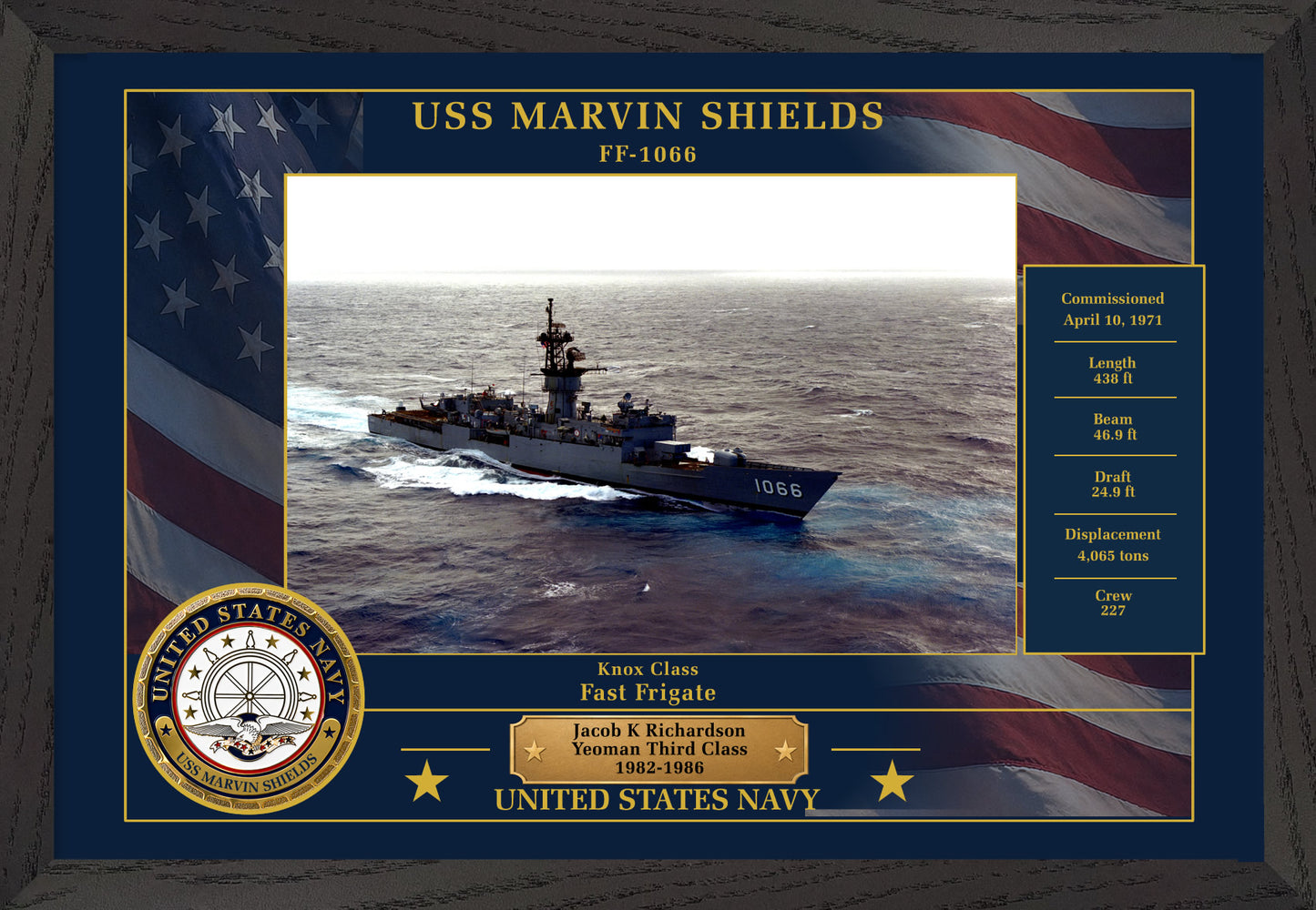 USS Marvin Shields FF-1066 Framed Patriotic Photo