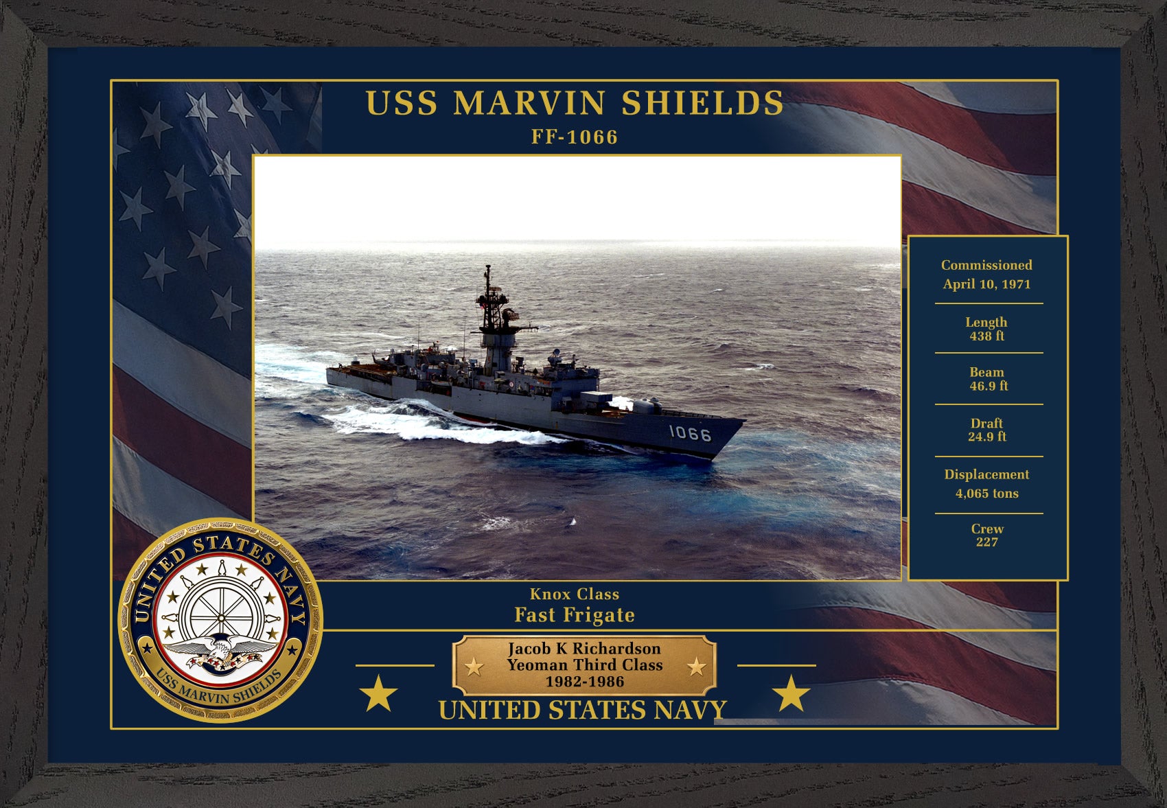 USS Marvin Shields FF-1066 Framed Patriotic Photo