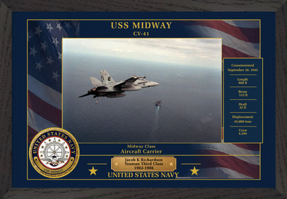 USS Midway CV-41 Framed Patriotic Photo