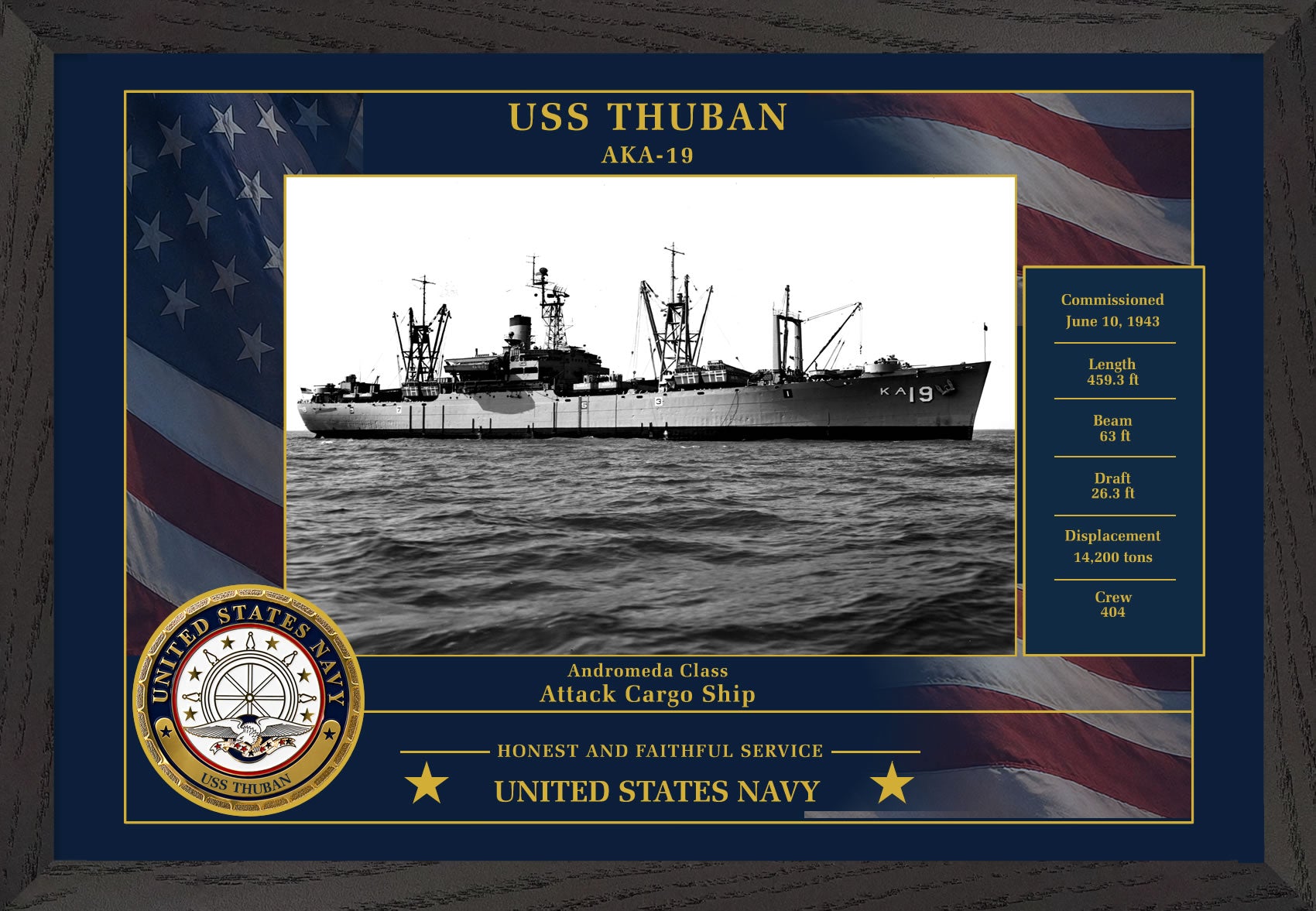 USS Thuban AKA-19 Framed Patriotic Photo