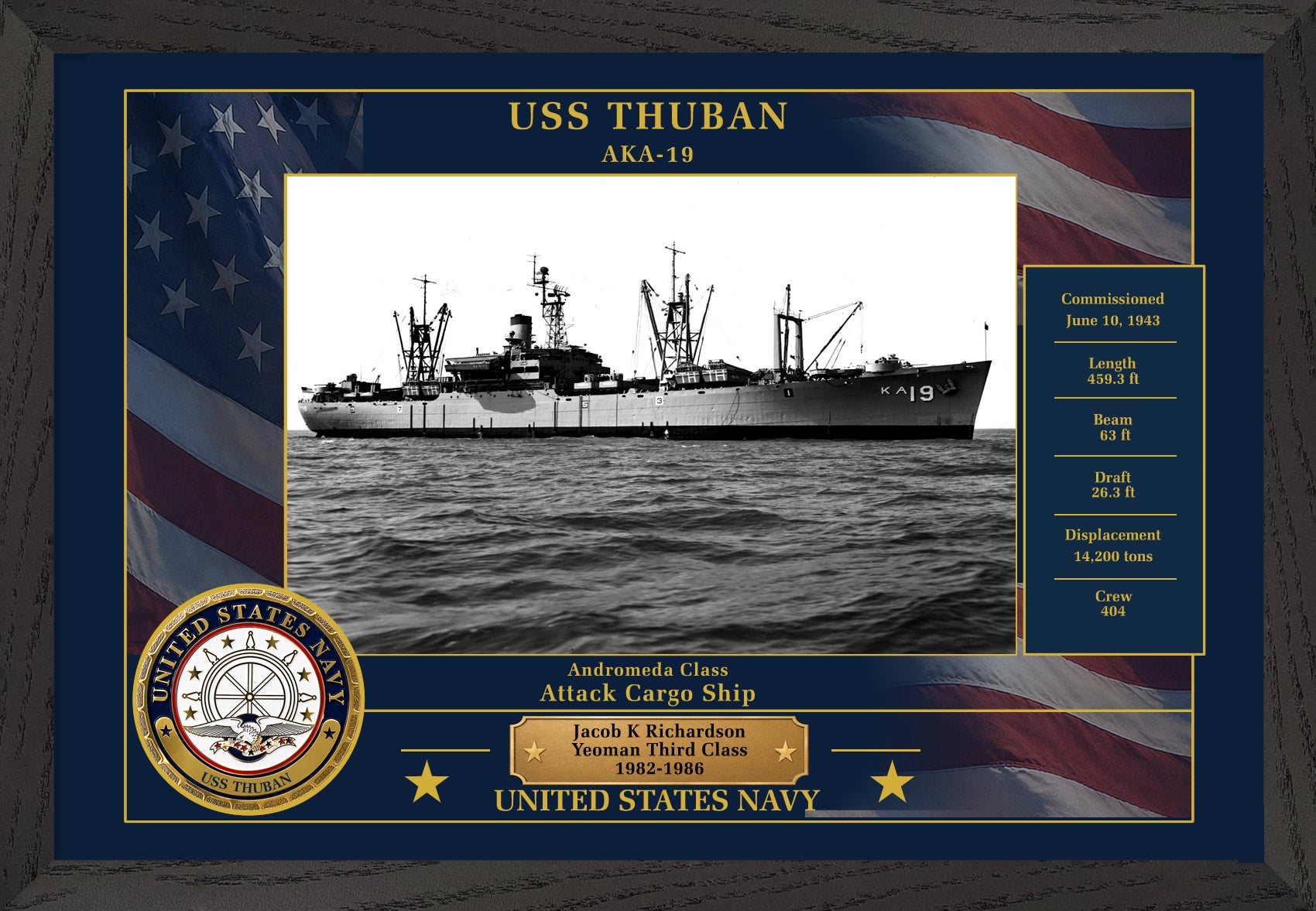 USS Thuban AKA-19 Framed Patriotic Photo
