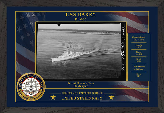 USS Barry DD-933 Framed Patriotic Photo