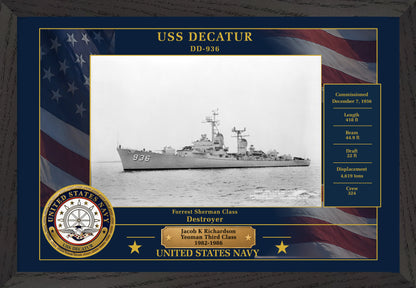 USS Decatur DD-936 Framed Patriotic Photo
