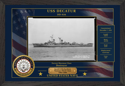 USS Decatur DD-936 Framed Patriotic Photo