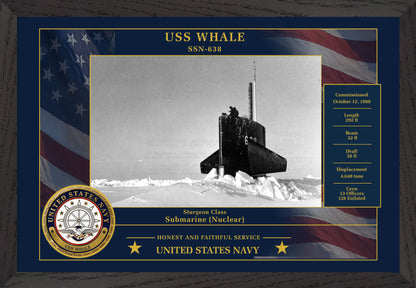 USS Whale SSN-638 Framed Patriotic Photo