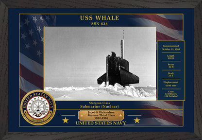 USS Whale SSN-638 Framed Patriotic Photo