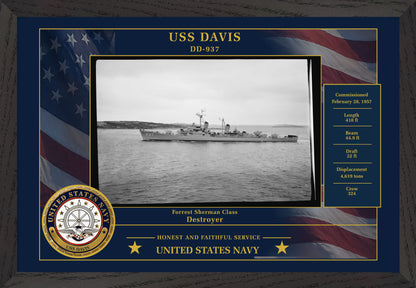 USS Davis DD-937 Framed Patriotic Photo