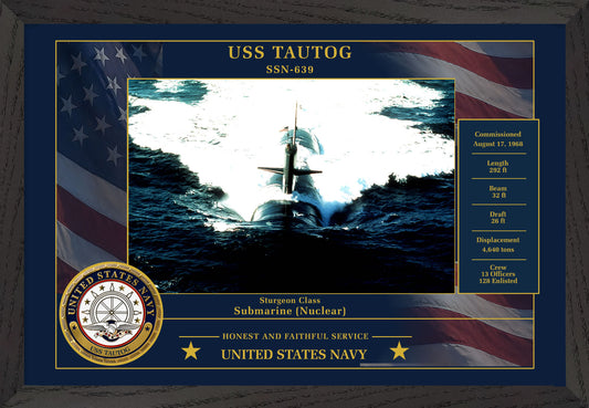 USS Tautog SSN-639 Framed Patriotic Photo