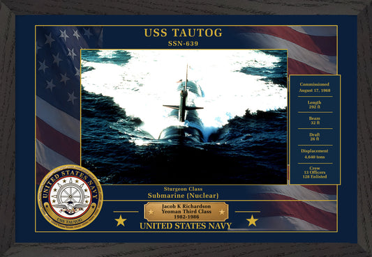 USS Tautog SSN-639 Framed Patriotic Photo