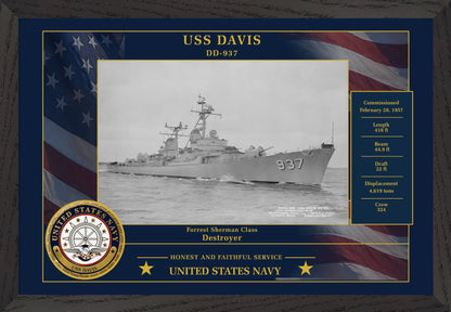 USS Davis DD-937 Framed Patriotic Photo
