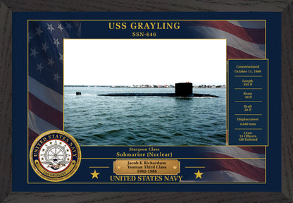 USS Grayling SSN-646 Framed Patriotic Photo