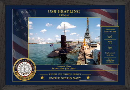 USS Grayling SSN-646 Framed Patriotic Photo