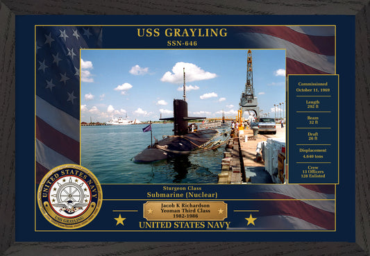 USS Grayling SSN-646 Framed Patriotic Photo