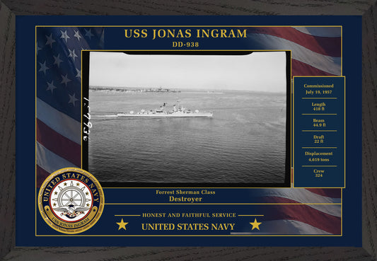 USS Jonas Ingram DD-938 Framed Patriotic Photo