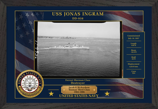 USS Jonas Ingram DD-938 Framed Patriotic Photo