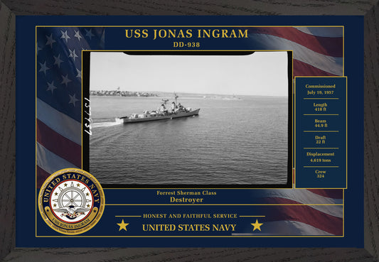 USS Jonas Ingram DD-938 Framed Patriotic Photo