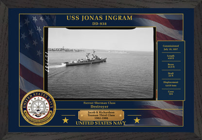 USS Jonas Ingram DD-938 Framed Patriotic Photo