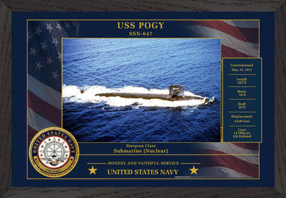 USS Pogy SSN-647 Framed Patriotic Photo