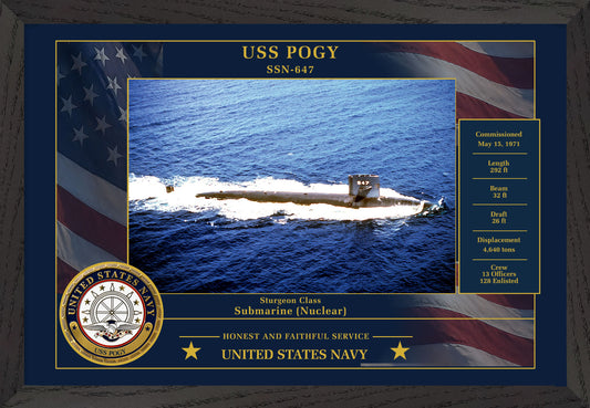 USS Pogy SSN-647 Framed Patriotic Photo