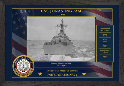 USS Jonas Ingram DD-938 Framed Patriotic Photo