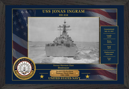 USS Jonas Ingram DD-938 Framed Patriotic Photo